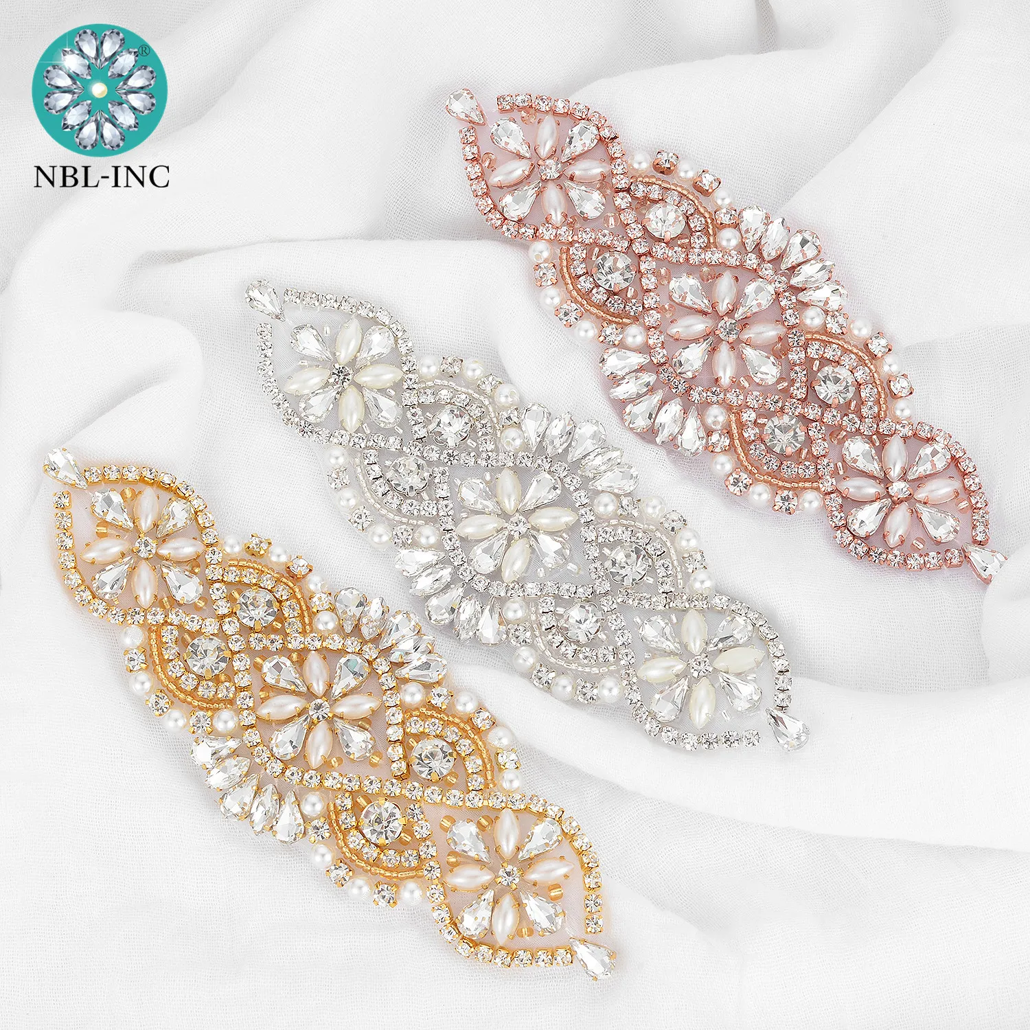 (10pcs) Wholesale Bridal Hand Beaded Sewing Silver Crystal Rhinestone