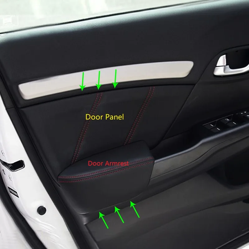 Автомобильный центральный подлокотник-ящик/дверная ручка панели из микрофибры кожа Накладка для Honda Civic 9th Gen 2012 2013