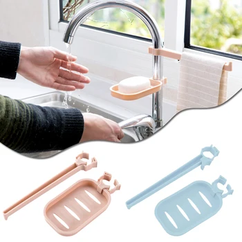 

Blue Pink Sink Hanging Rack Dishcloth Towel Holder Water Tap Drain Shelf Space Saver Kitchen Pipe Kitchen Storage