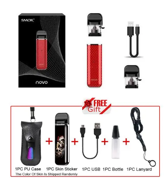 NOVO 1 Red Набор SMOK Novo 2 SMOK Pod, электронная сигарета, стартер, ручка с аккумулятором 800 мАч, 2 мл, катушка VS NORD - Цвет: NOVO 1 Red