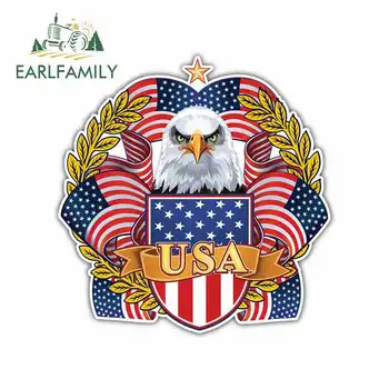 

EARLFAMILY 13cm x 12.8cm for USA Flag Eagle Seal Logo Car Stickers Helmet Motorcycle Sunscreen Vinyl JDM Bumper Trunk Graphics