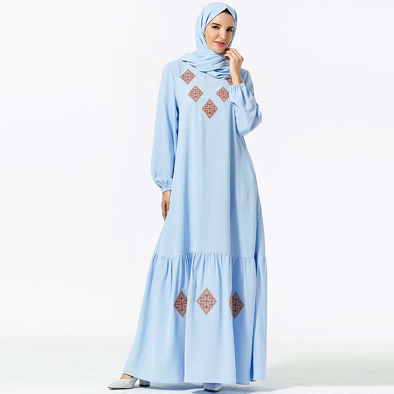 Vestidos кафтан арабский абайя Дубай хиджаб мусульманское платье для женщин вышивка с длинным рукавом арабский Свободный Плюс Размер турецкая исламская одежда
