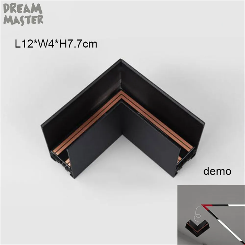 plane right angle Промышленный высококлассный DC24V Магнитный трек, черная Встраиваемая полоска для магнитного трека светильник, встроенный потолочный коммерческий рельс - Испускаемый цвет: plane right angle
