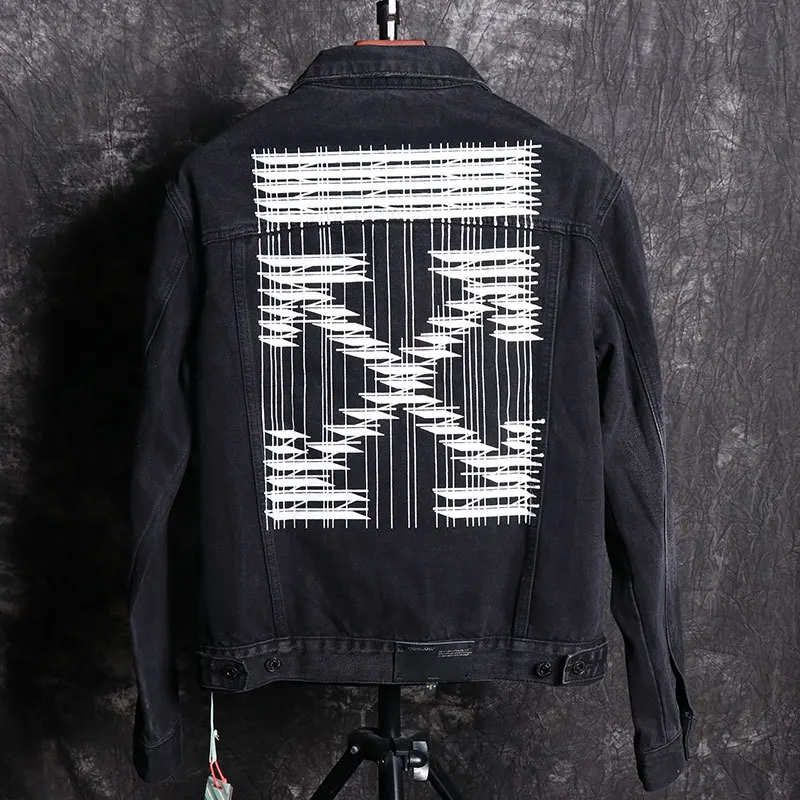

Spring New Style Handsome Cool Back Printed Denim Jacket Japanese-style Trend Students Versatile Denim Jacket