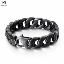 22 см нержавеющая сталь Золотая цепочка и звено браслет для мужчин Тяжелая массивная кубинская Цепь Байкер браслет ювелирные аксессуары в стиле панк