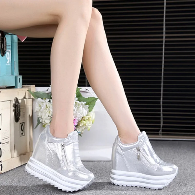 

Women Sneakers 2019 Spring Autumn High Heels Ladies Casual Shoes Women Wedges platform shoes Female Thick Bottom Trainers