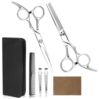

7pcs Hair Scissor Barber Hairdressing Cutting Professional Shear Stainless Steel Thinning Scissor Barbershop Salon Set