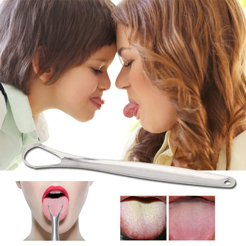 Лидер продаж язык из нержавеющей стали скребок для чистки свежего дыхания металлический язык очищающий скребок полезный инструмент для ухода за полостью рта для взрослых