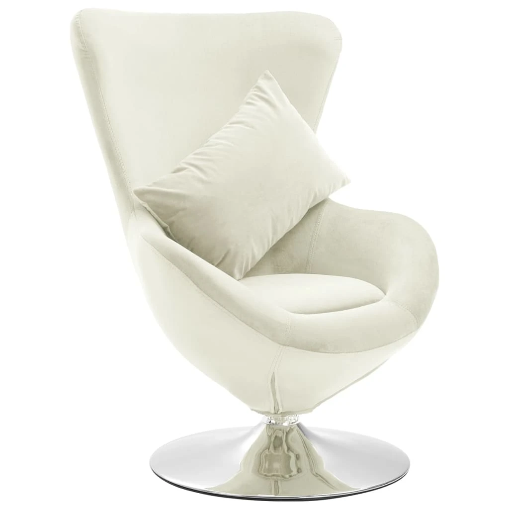 VIDAXL fotel obrotowy w kształcie jajka z aksamitną kremową poduszką|Living  Room Chairs| - AliExpress