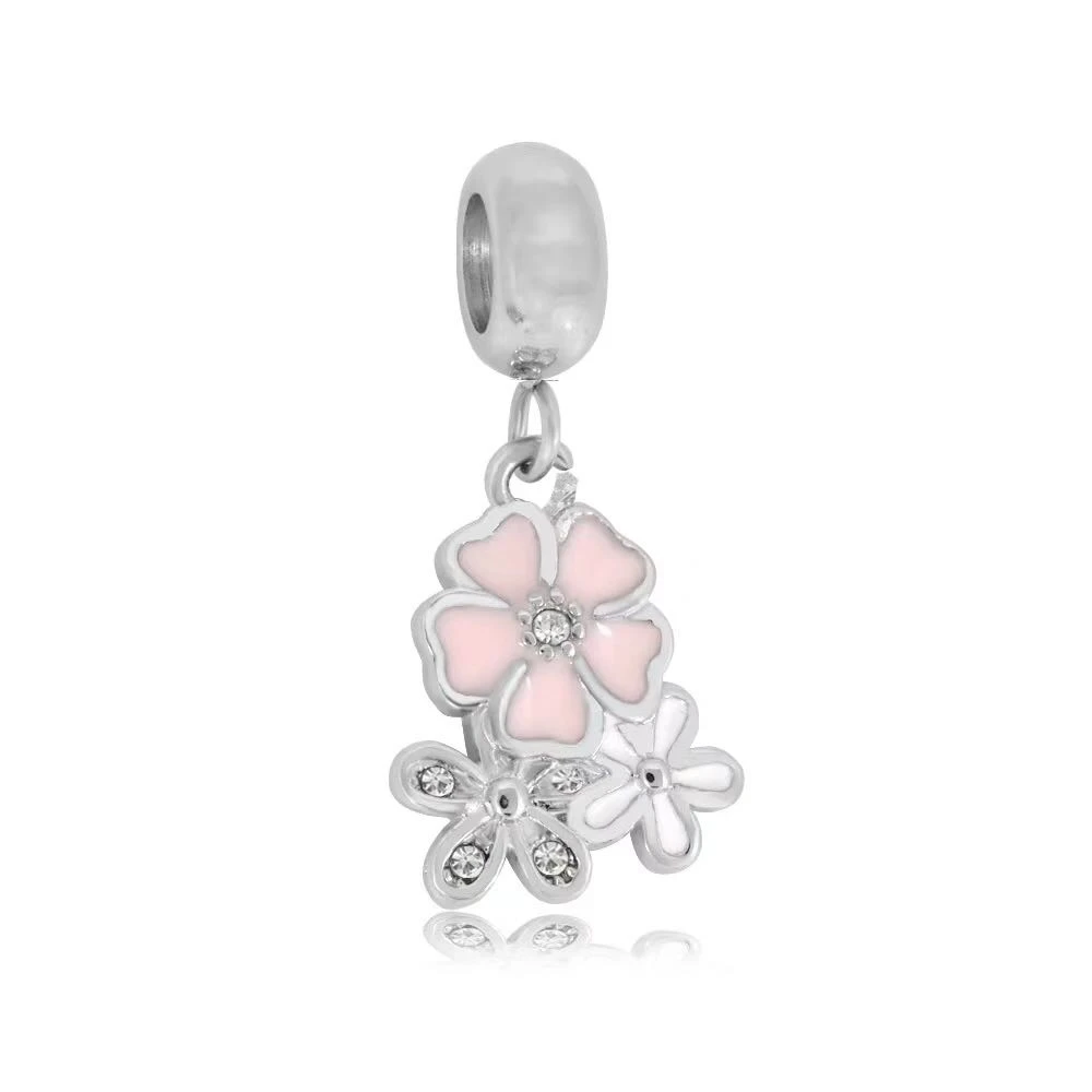 Набор шармов в форме цветов для мужчин и женщин, розовый персиковый цвет, подходит для браслета и ожерелья, элегантные ювелирные изделия