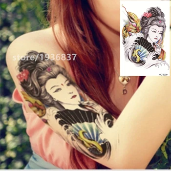 

Nu-TATY Waterproof Temporary Tattoo Sticker 9 Set Sexy Beauty Portrait Series Big Pattern Snakes And Geisha Beauties