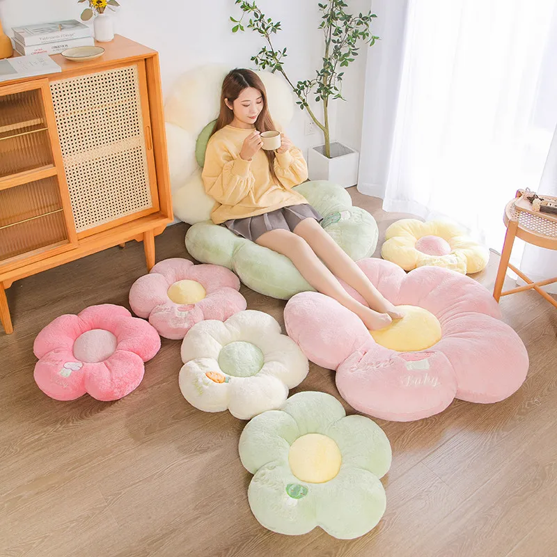 INS Flower Shaped Plush Seat Cushion Stuffed Cute Colorful Throw Pillow  Floor Mat Winter Home Office Chair Cushion Home Decor - AliExpress