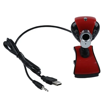 

Red Flexible 12 Mega Pixel High Resolution USB Webcam with miniphone/Snapshot/6 LED Light/Clip for Laptop