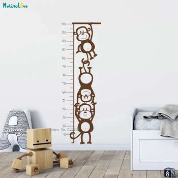 

Cute Monkey Height Chart Wall Sticker Fixed Size Art Decor For Kids Baby Room Growth Record Vinyl Decals Self-adhesive YT3514