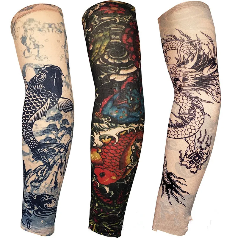 1PC al aire libre manguitos de ciclismo 3D tatuaje impreso UV protección bicicleta MTB bicicleta manga para bicicleta protección brazo librar mangas de brazo