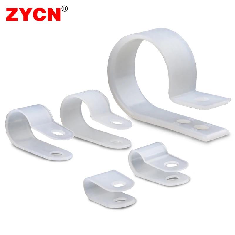 100PCS Cable Clips R-Type Plastic Holder Clamp Fixation Fasteners Organizer 16MM Nylon Mount Wire Wall Management Black R-3.3 cable organizer cable clip cable clamp