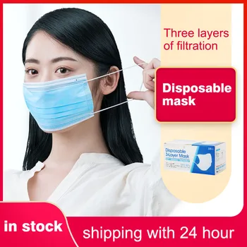 

Fast delivery Disposable mask 3-layer Anti-Dust Antibacterial Mask 50pcs Face Non Woven Mouth Masks Proof Cotton Face Masks