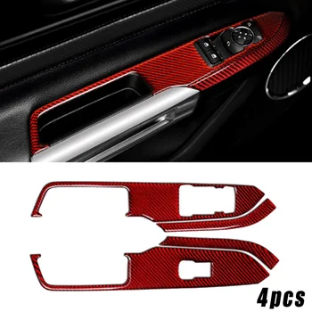 

Interior Window panel trim Mould Accessory 4pcs Car Carbon Fiber Switch For Ford Mustang 2015-2019