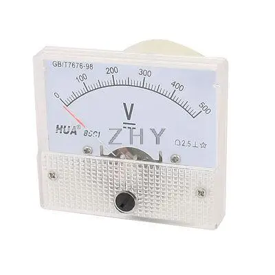 

Rectangle Dial Panel Gauge Voltage Voltmeter DC 0-500V 85C1 Model