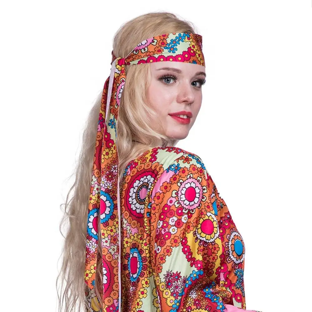 Ретро 60s 70s хиппи косплей карнавальный костюм Хэллоуин нарядное платье тема