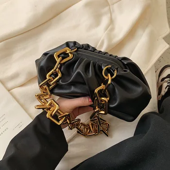 

Personality Clutch Evening Bags Women Handbag Luxury Designer Leather Crossbody Bag Solid Color Chain Dumpling Purse Small Totes