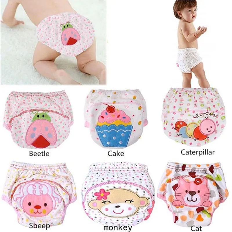 Fraldas do Bebê Calças de Treinamento Lote Reutilizáveis Fraldas Pano Fralda Lavável Crianças Bebê Algodão Calcinha 80 90 100 5 pc –