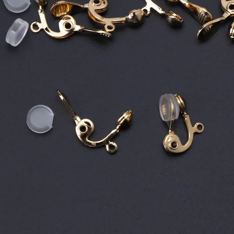 10Pc Clip-on Earring Converter Non-pierced Ear Hoop With Comfort Earring Cushion