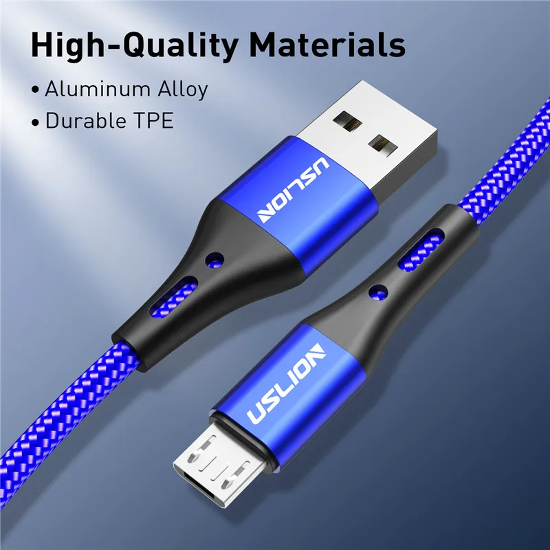 Кабель USLION Micro USB, для Samsung S6, Xiaomi, Redmi Note 4, Android, с поддержкой быстрой зарядки и передачи данных, 3 А, мобильный телефон (art.: 3a356b22284) - 3a356b22284