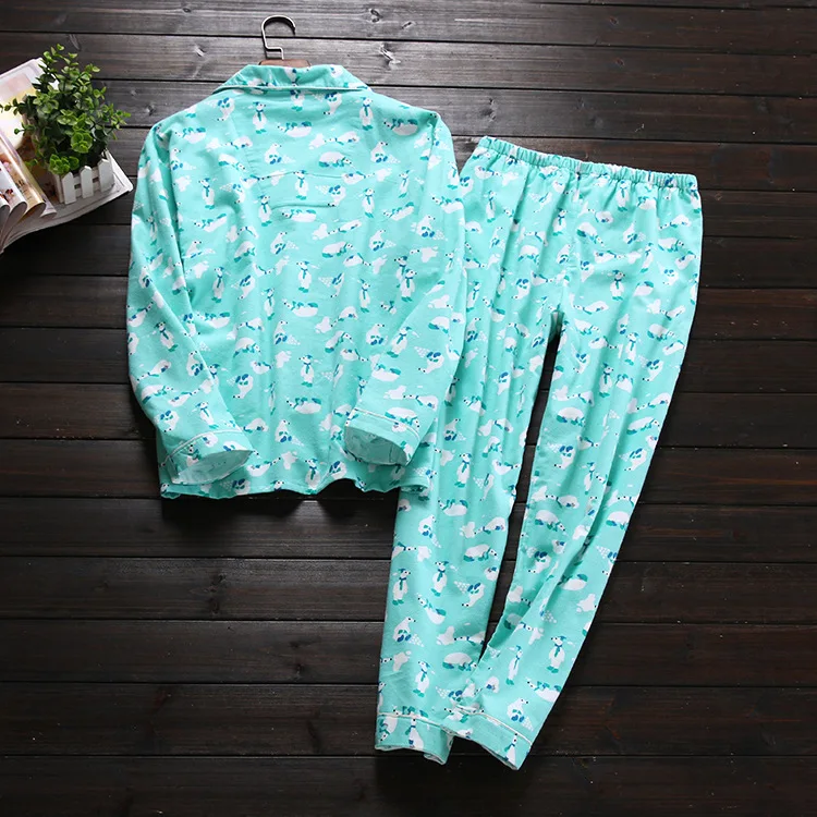 Корейская Пижама, пижама с воротником под горло, Женская Хлопковая пижама с длинными рукавами, комплект женской осенне-зимней повседневной одежды для сна с карманом