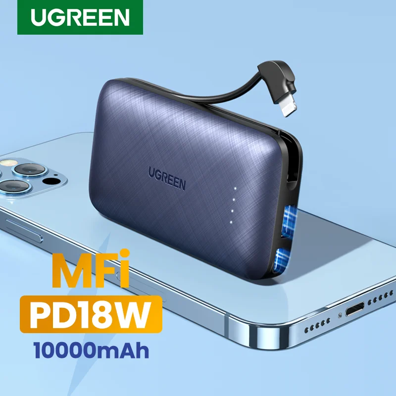 UGREEN 10000 мАч PD18W Power Bank MFi кабель Lightning внешняя батарея портативное быстрое зарядное