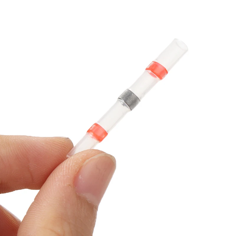 100pcs Red Heat Shrink Connector Solder Butt Terminals Electrical Wire Waterproof Sealing Anti-Corrosion Effect Crimp Kit