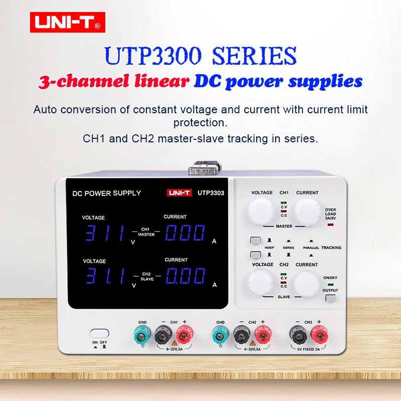 

3-channel linear DC Power Supplie UTP3303 UTP3305 constant volt/current;series/parallel output over volt/current protection