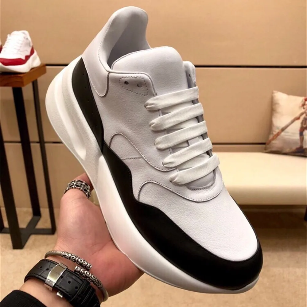 Black Lyeejion Genuine Leather Shoes Brands Designer Sneakers Comfortable Breathable Shoes Hot Sell Lace Up Shoes For Men Large Size44 - Цвет: Black