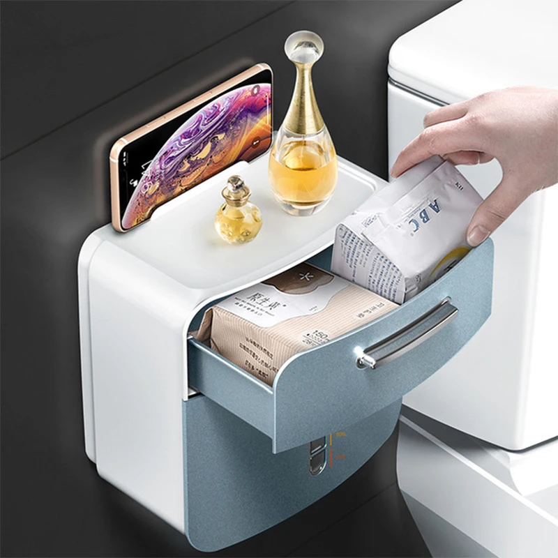 Paper Towel Dispenser Waterproof Wall Mount Storage Shelf Rack Paper Storage Box Toilet Holder Bathroom Product toilet paper holder tissue box tissue dispenser paper towel rack wet tissue storage box tissue storage box bathroom organizer shelf