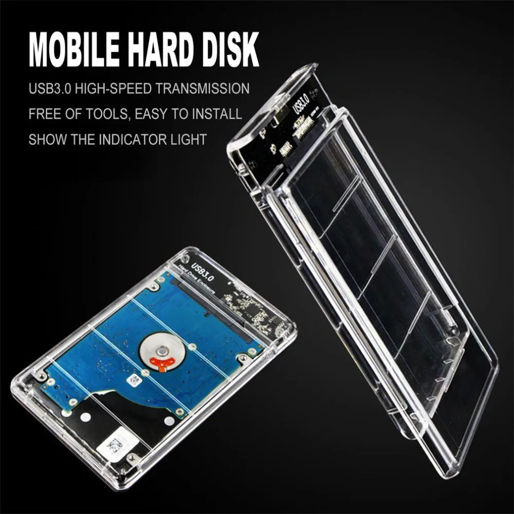 Прозрачный SSD твердотельный ноутбук SATA, серийный выпуск USB 3,0 высокоскоростной мобильный жесткий диск коробка USB в SATA последовательный порт