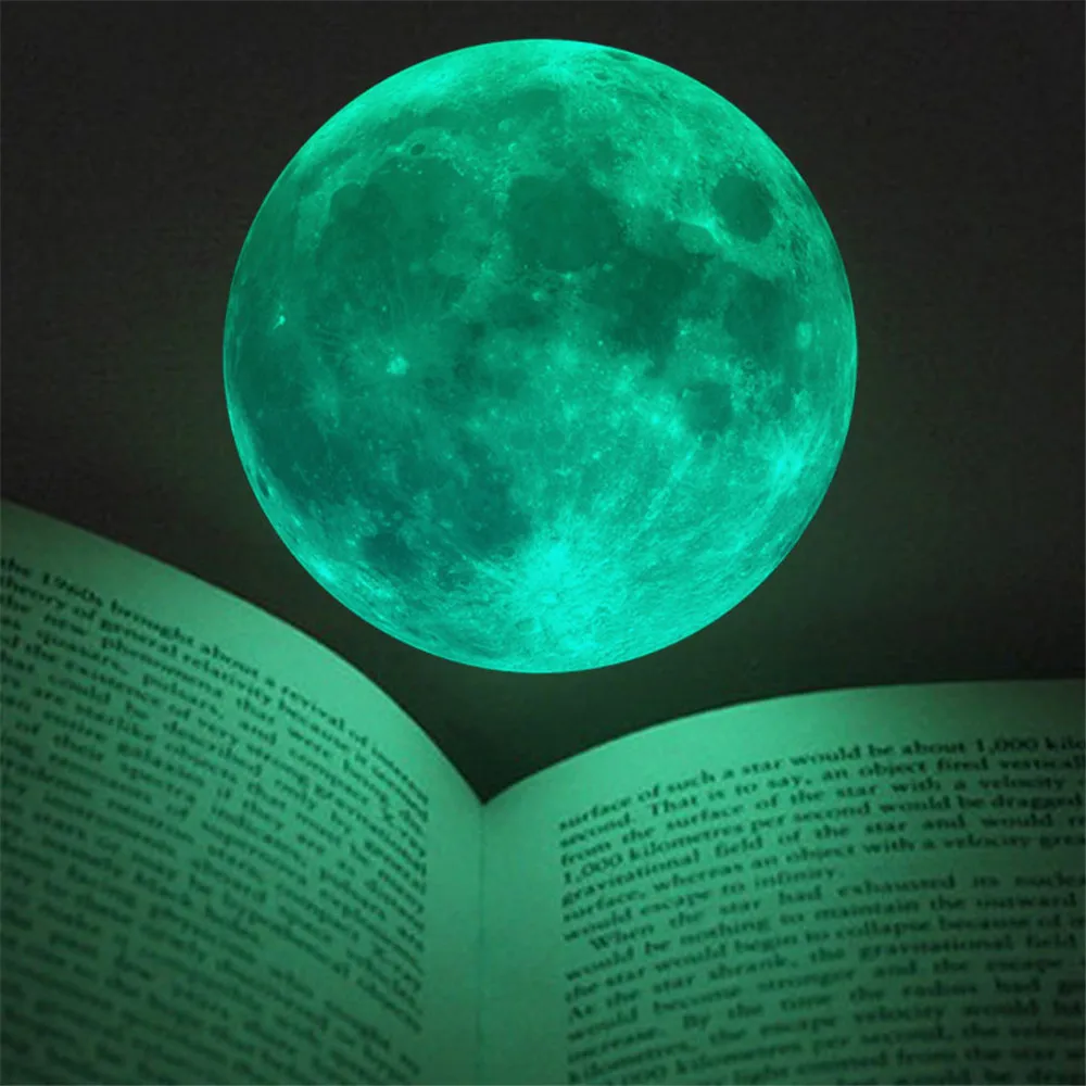 Hot Sale Aesthetic 3D Luminous Glow In The Dark Moon Wall Sticker Removable Decoration Fluorescent Sticker Home Room AA