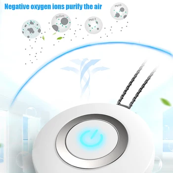 

USB Portable Wearable Air Purifier Personal Mini Air Necklace Negative Ion Air Freshener No Radiation Low Noise for Adult Kids