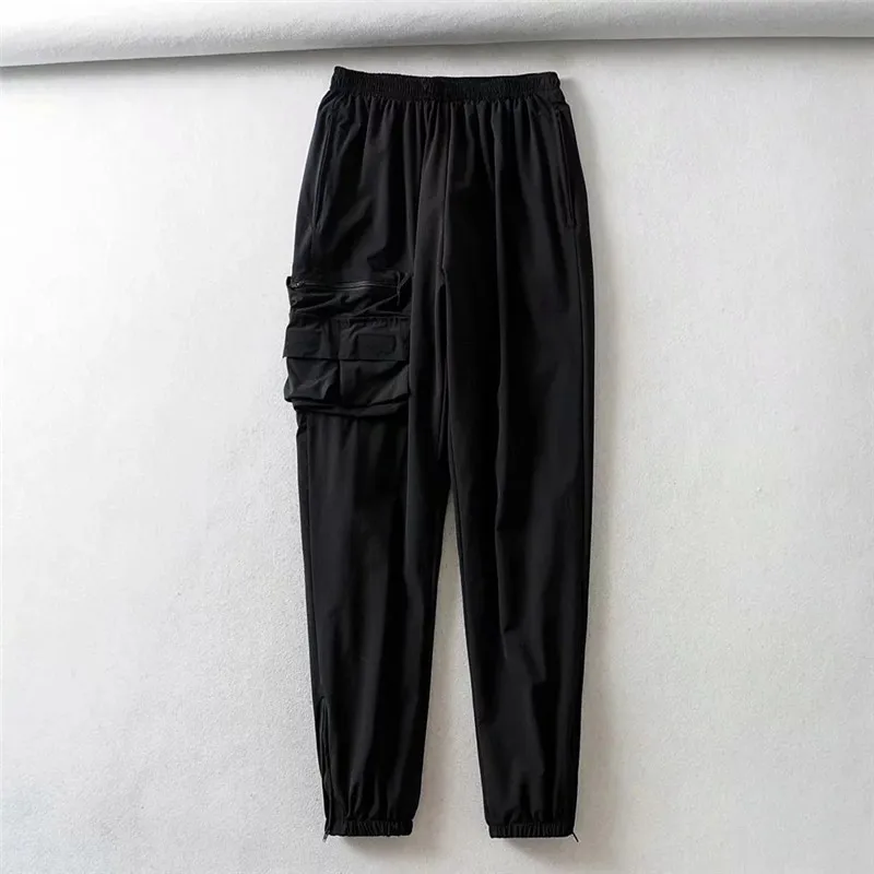cargo pants women Уличная женские брюки-карго черный карманный высокого с эластичной резинкой на талии, повседневные женские брюки свободного кроя orange Беговые брюки в повседневном стиле - Цвет: cargo pants women
