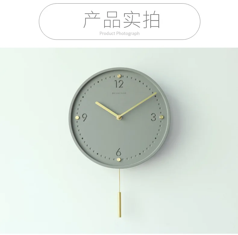 Industrial-Style Cement Wall Clock Shine Dotted Brass Measuring Plain Cement Craft Accessories Simple Clock
