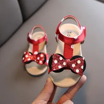 

Girls Summer Cartoon Sandals Baby Girls Cute Bowtie Soft Leather Princess Sandals Anti Slip Rubber Beach Shoes