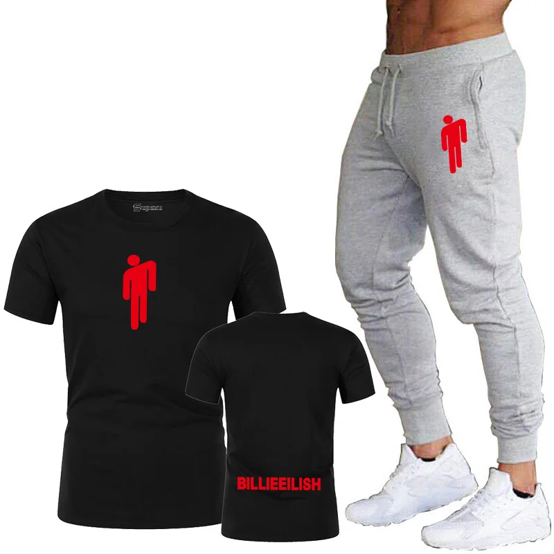 Футболка из хлопка, топ, XS-2XLBillie, с надписью Eilish, для дома, Мужская футболка, штаны,, новая летняя футболка, спортивный комплект