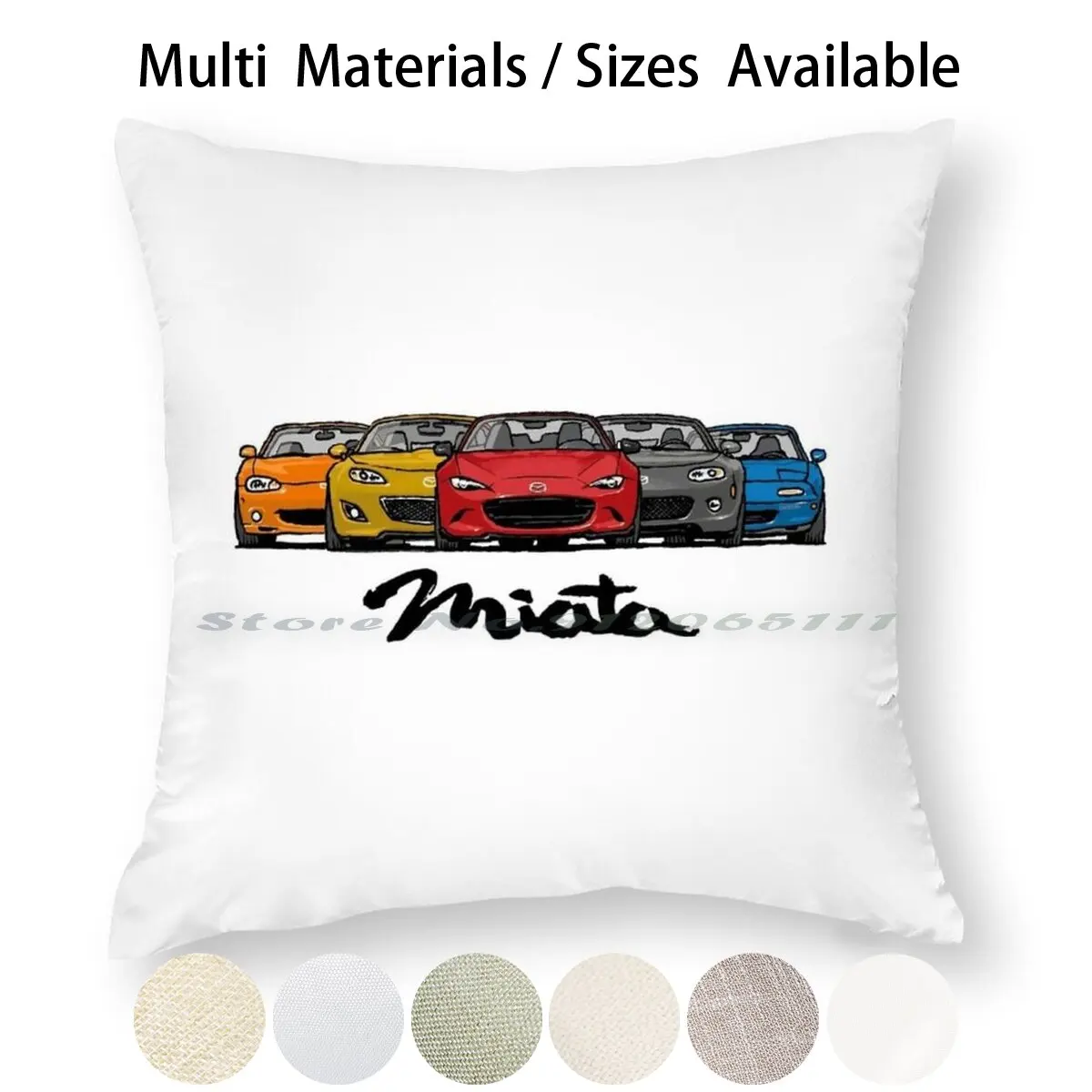 Mx5 Miata Generations Pillow Case Throw Cover Cotton Linen Flax Mazda Jdm Roadster Creative Trending Vintage | Дом и сад