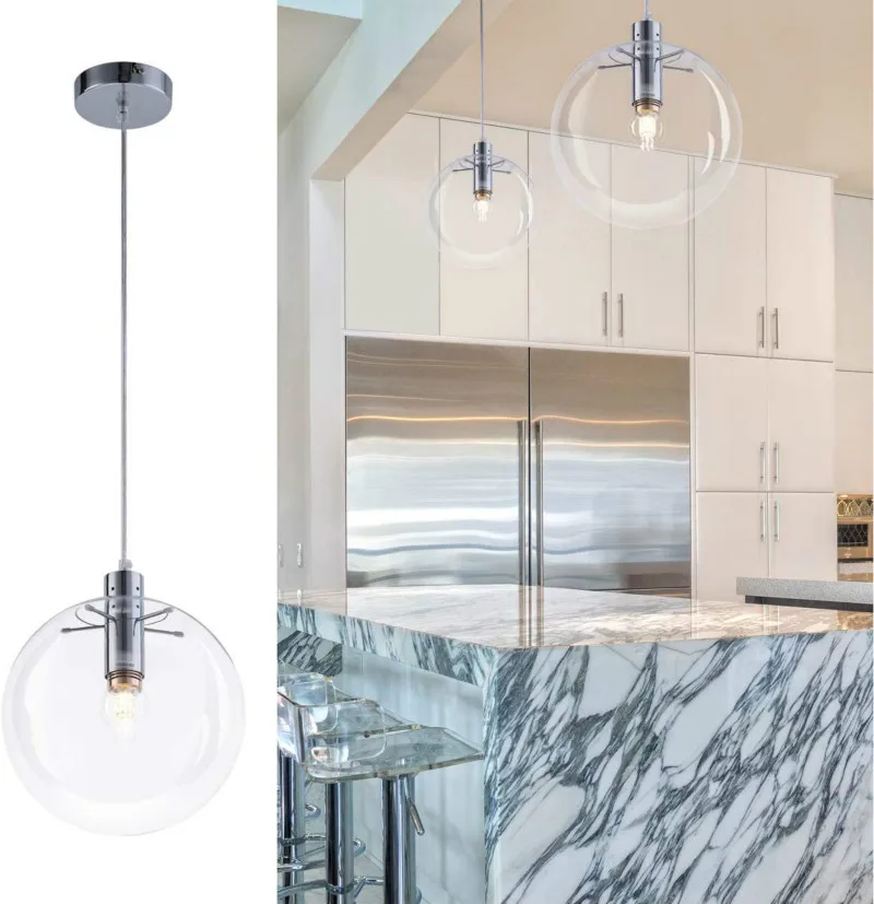 Modern Mini Globe Pendant Light Chrome 