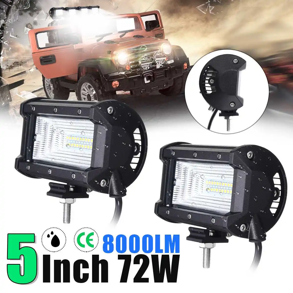 

Hot 2PCS 5 Inch 72W Combo Led Light Bars Spot Flood Beam for Work Driving Offroad Boat Car Tractor Truck 4x4 SUV ATV 12V 24V