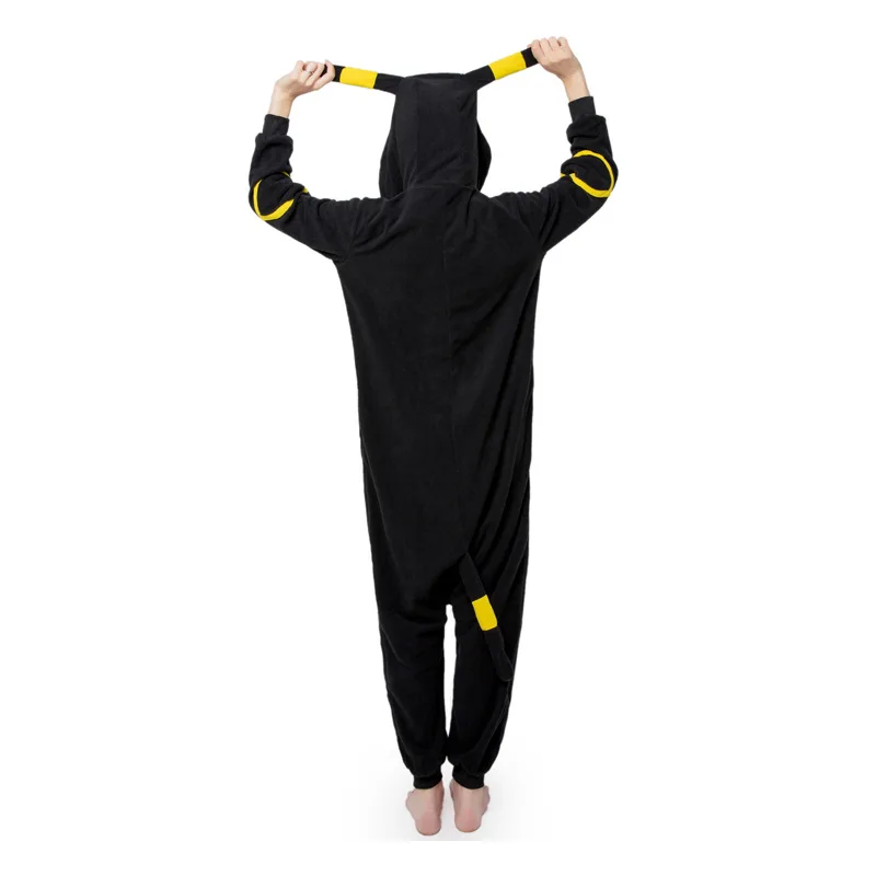 Кигуруми мультфильм Onesie покемон косплей Umbreon пижамы для девочек и женщин взрослых Черный пижамы вечерние комбинезон зимний комбинезон для сна XL