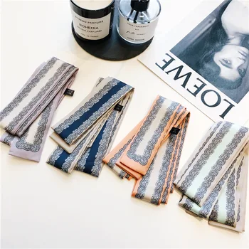 

Hipster Artistic Silk Scarf Female Autumn All-match Narrow Strip Rectangular Towel Korean-Style Decorative Arm Bag Small Ribbon
