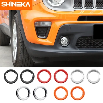 

SHINEKA Lamp Hoods For Jeep Renegade Car Front Fog Light Lamp Decoration Ring Cover Stickers For Jeep Renegade 2019+ Accessories