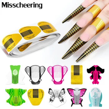 

100Pcs Nail Art UV Gel Tips Extension Builder Form Acrylic French Nails Tips Extension Stencil Guide Stickers For Manicure Tools