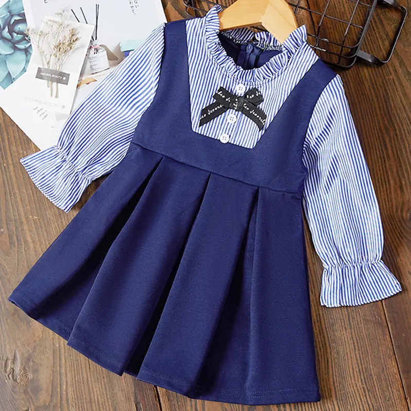 Menoea/Одежда для маленьких девочек; осенне-зимнее платье с длинными рукавами; платье для маленьких девочек; платье со звездами; Свитшот; модное платье для девочек - Цвет: AH001 Blue