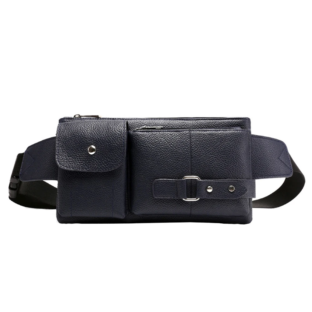 Navy blue Модная сумка-мессенджер кожаная мужская спортивная сумка для бега из искусственной кожи поясные сумки-мессенджеры студенческие мужские сумки многофункциональные - Цвет: Navy blue